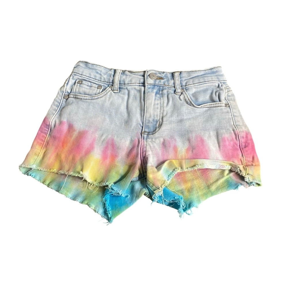 Tractr light wash denim tie dyed girls cut‎ off shorts SIZE 7